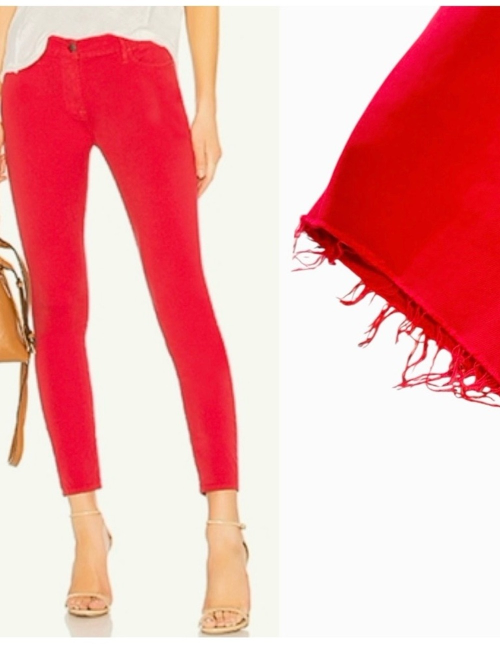 FRAME Denim Le High Skinny Red Ankle Jeans w Raw Hem Stretchy Pants